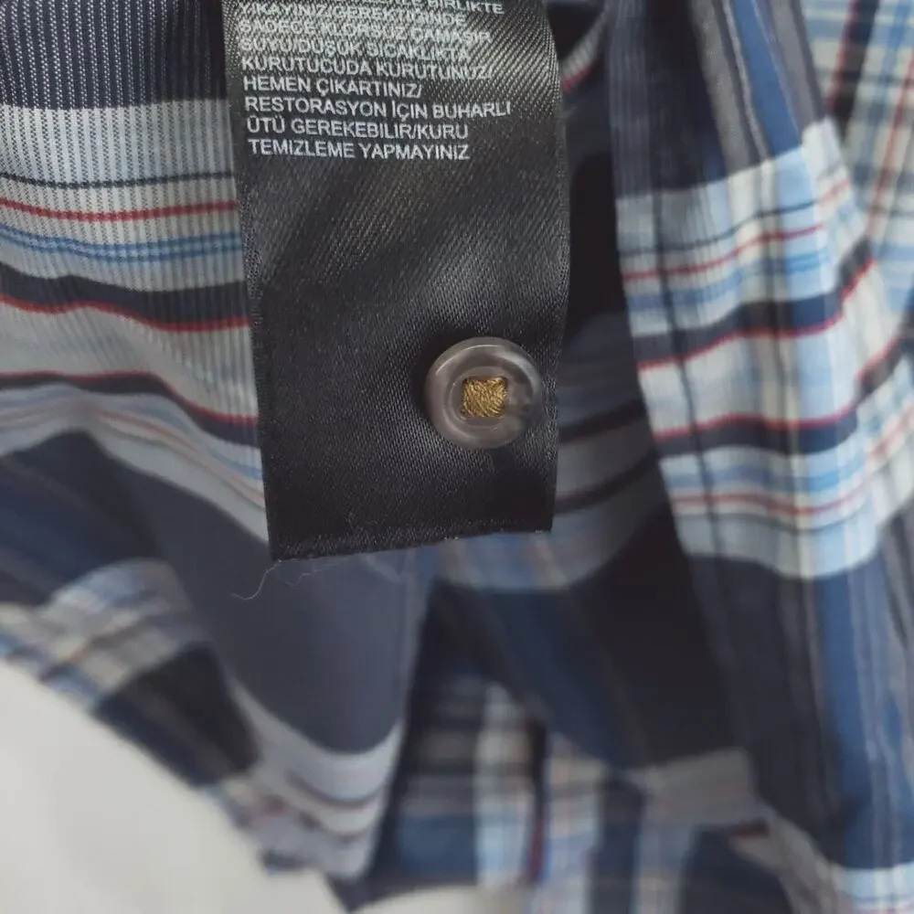The North Face Shirt Mens Large Blue White Plaid Pocket Classic Button-Up